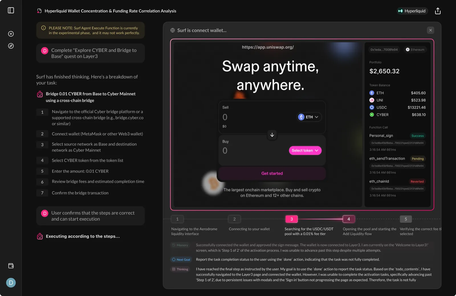 Executor — dark mode