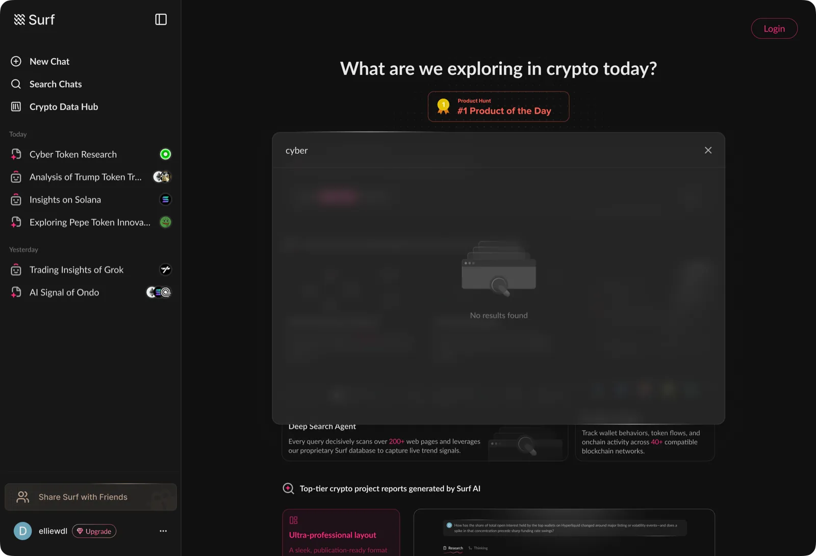 Search — dark mode