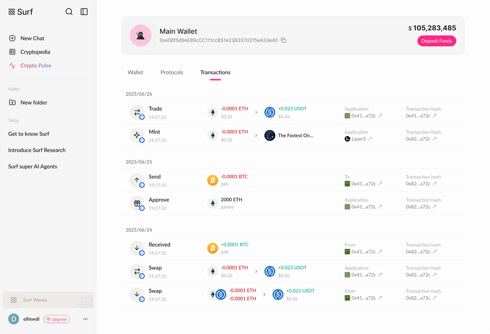 Wallet — light mode
